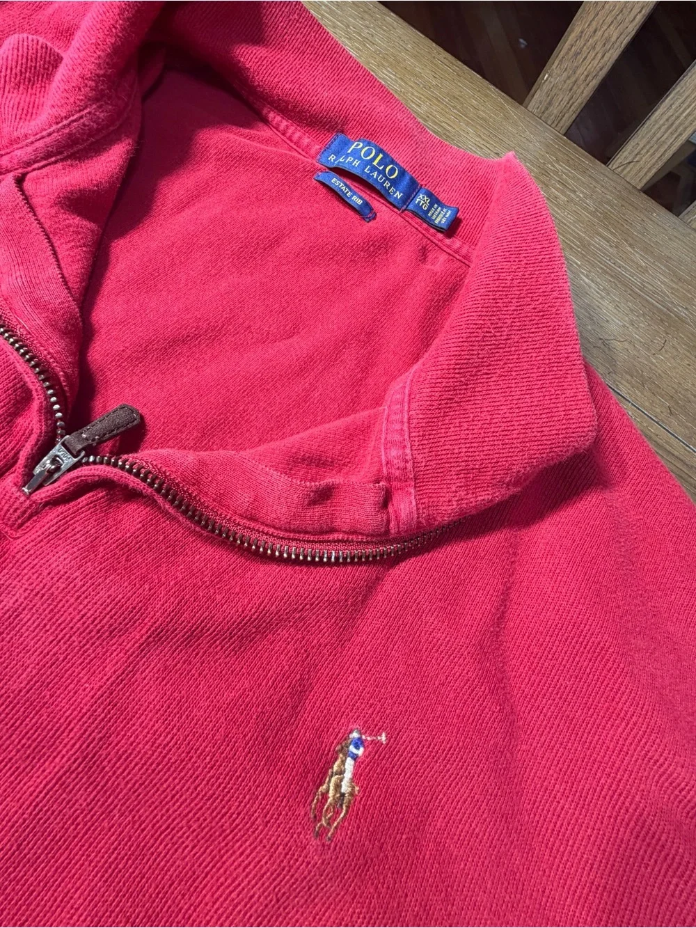 Ralph Lauren Polo Mens Red Quarter-Zip Pullover Sweater